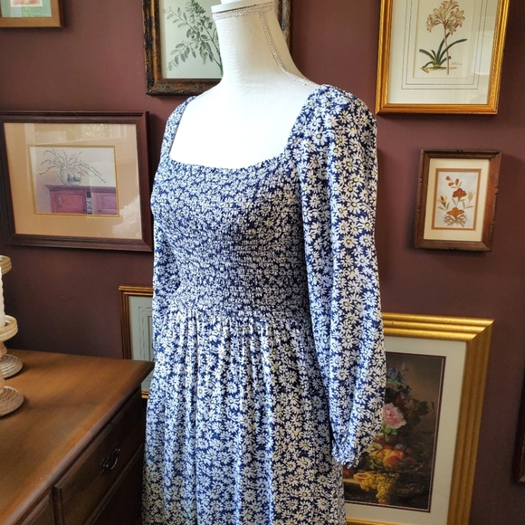 J. CREW XXS floral cottagecore blue and yellow dress Re-imagined - Picture 2 of 15